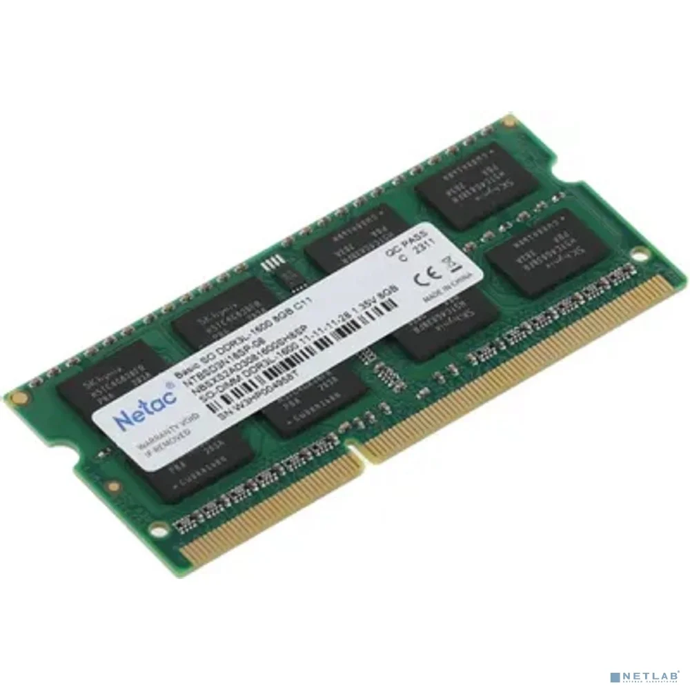 Оперативная память Netac Basic SODIMM 8GB DDR3L-1600 (PC3-12800) C11 11-11-11-28 1.35V Memory module