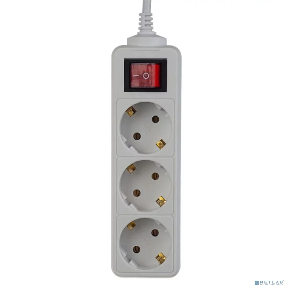 Perfeo Сетевой удлинитель с кнопкой "POWERMATE", PF_A4681 (5,0м, 3 розетки, белый (PF-PM-3/5,0-W))