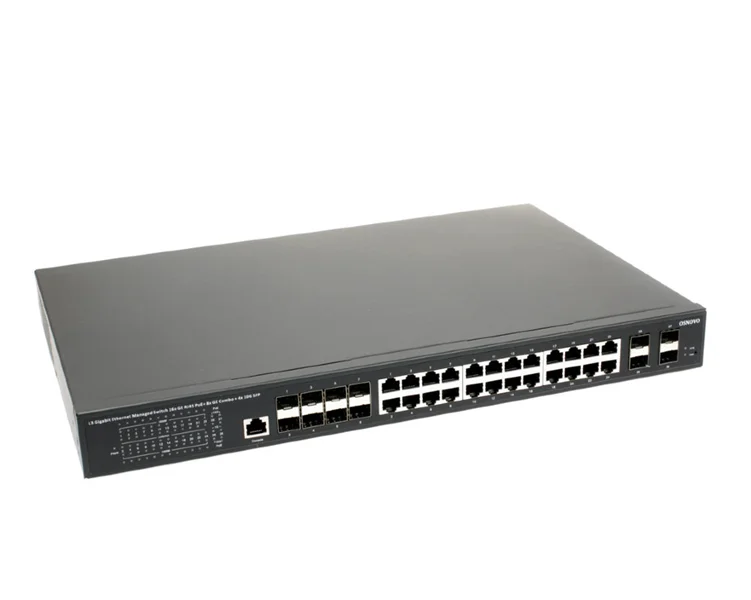 PoE Коммутатор OSNOVO SW-32G4X-3L Управляемый L3 PoE коммутатор Gigabit Ethernet на 16xGE RJ-45 c PoE + 8xGE Combo (RJ-45 + SFP) + 4x1G/10G SFP+ Uplink. Порты: 16 x GE (10/100/1000 Base-T) с поддержкой PoE (IEEE 802