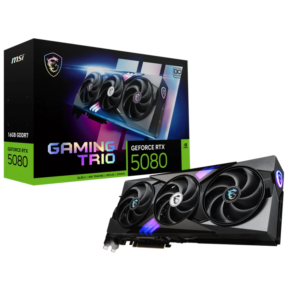 Видеокарта MSI RTX5080 GAMING TRIO OC 16GB GDDR7 256bit 3xDP HDMI 3FAN RTL