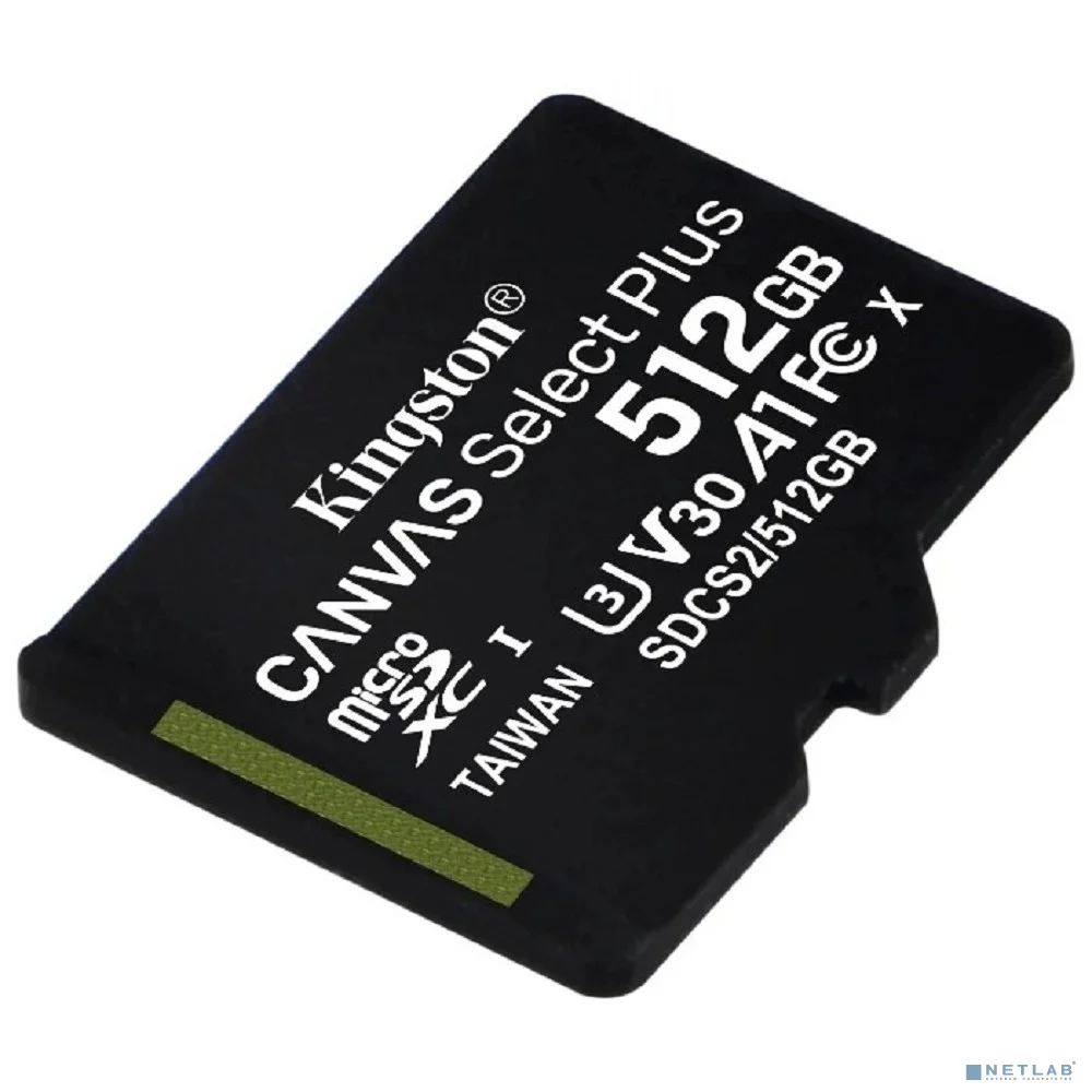 Micro SecureDigital 512Gb Kingston Class 10 UHS-I U3 Canvas Select Plus SDCS2/512GBSP w/o adapter