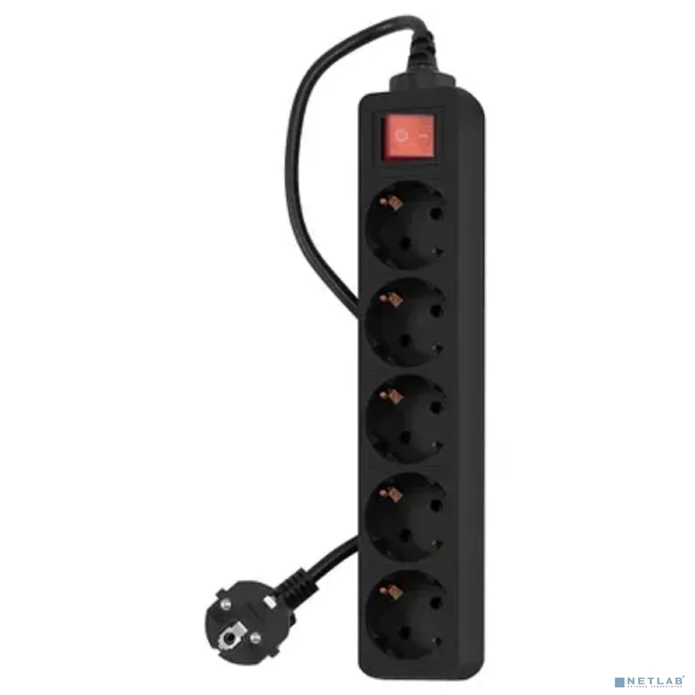 PC PET Сетевой фильтр AP01006-3-B 3м (5 розеток, EURO, EURO/RUS), черный {619894}