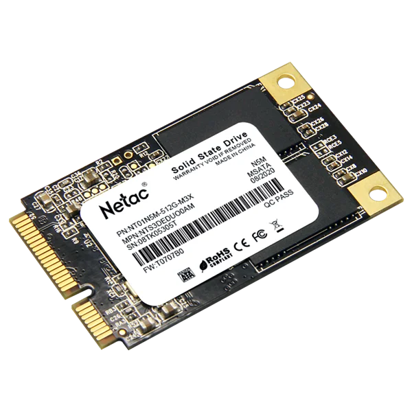 SSD накопитель Netac SSD N5M 512GB mSATA SATAIII 3D NAND, R/W up to 540/490MB/s, TBW 280TB, 3y wty 3