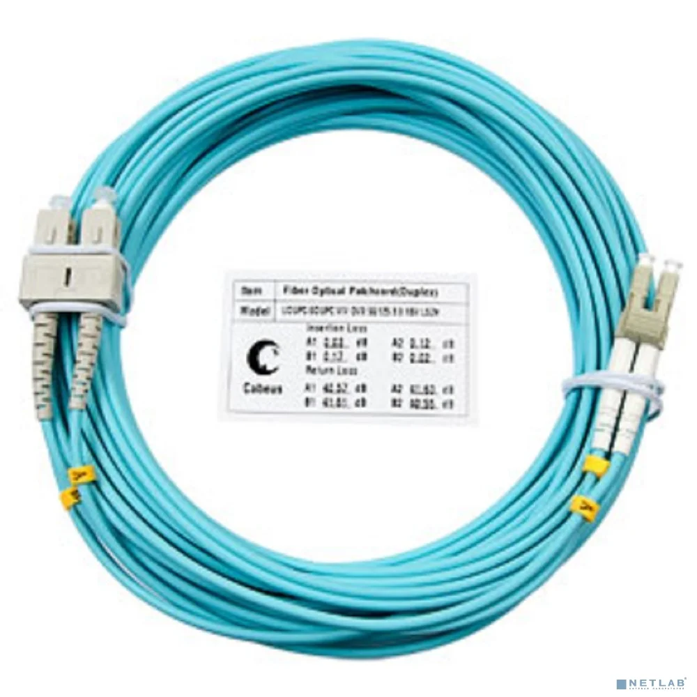 Патч-корд ВО Cabeus FOP-50-LC-SC-15m Шнур оптический duplex LC-SC 50/125 mm OM3 15м LSZH