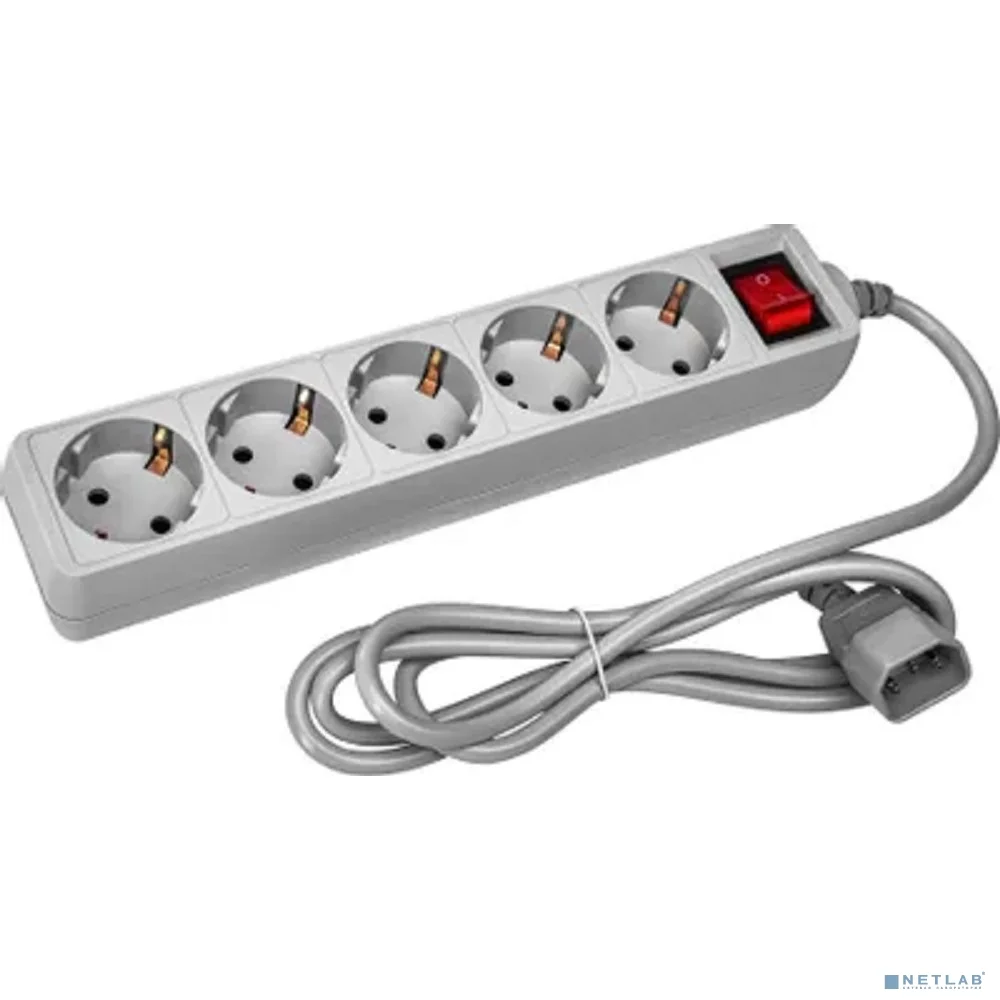 PC PET Сетевой фильтр AP01006-E-G 1.8м (5 розеток) серый