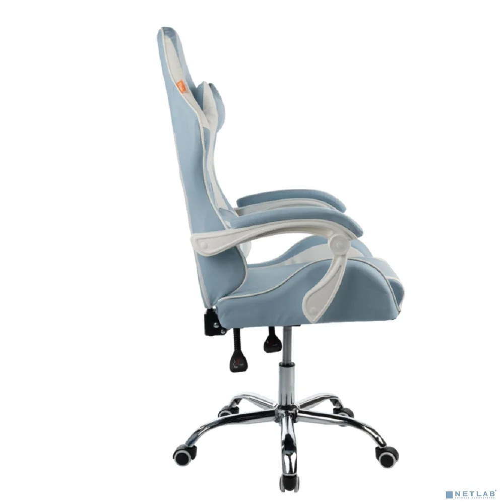 Кресло игровое Filum FL-CH-G-010 крестовина из металла/хром, спинка/сиденье экокожа, газлифт 100мм, колеса пластик с белой окантовкой, подушка для шеи (1113083)
