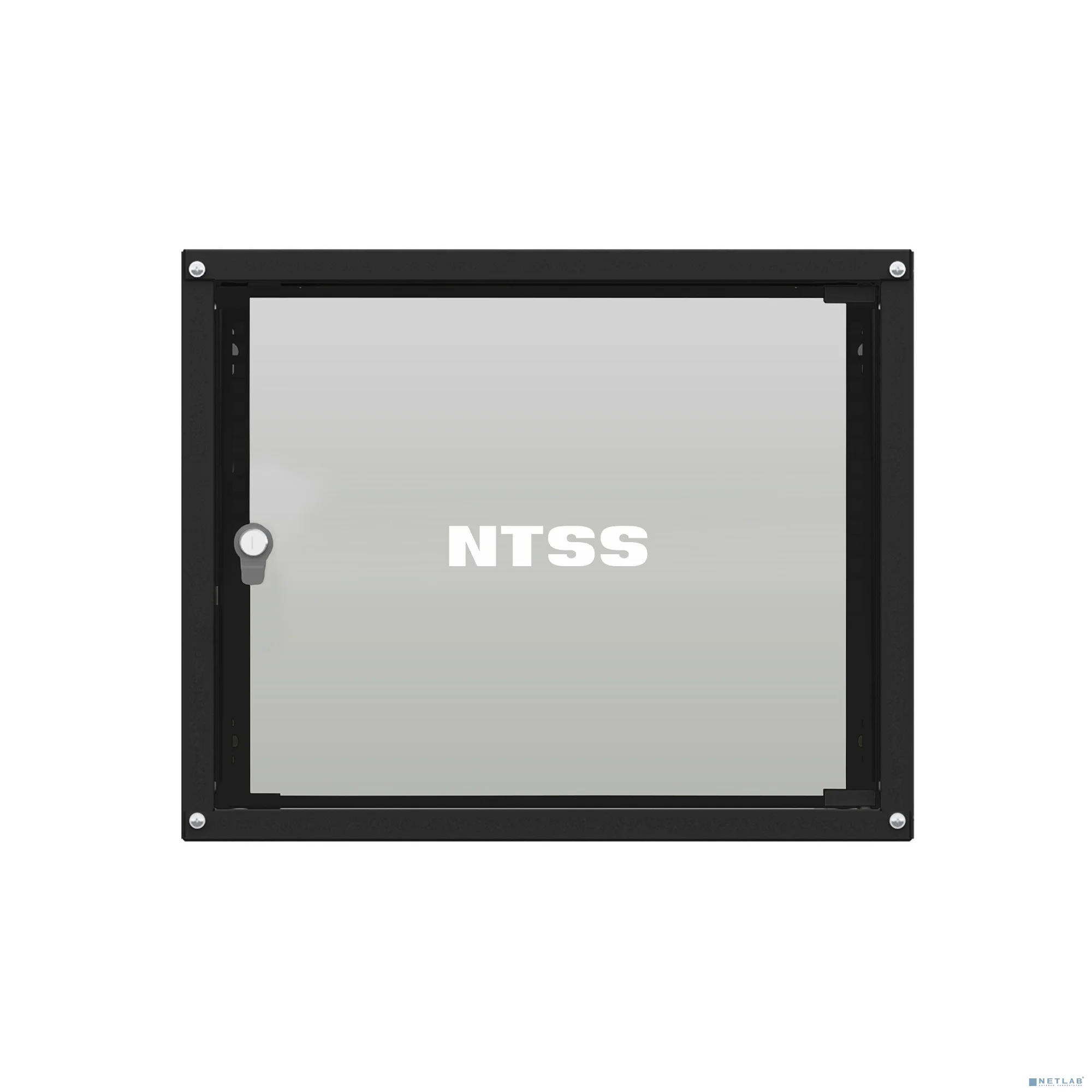 NTSS Шкаф настенный телекоммуникационный NTSS LIME 9U 550х450х500мм, 2 профиля 19, дверь стеклянная, боковые стенки несъемные, разобранный, черный RAL 9005 NTSS-WL9U5545GS-BL