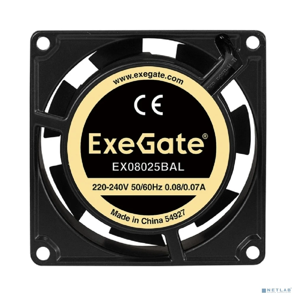 Exegate EX288997RUS Вентилятор 220В ExeGate EX08025BAL (80x80x25 мм, 2-Ball (двойной шарикоподшипник), подводящий провод 30 см, 2600RPM, 32dBA)