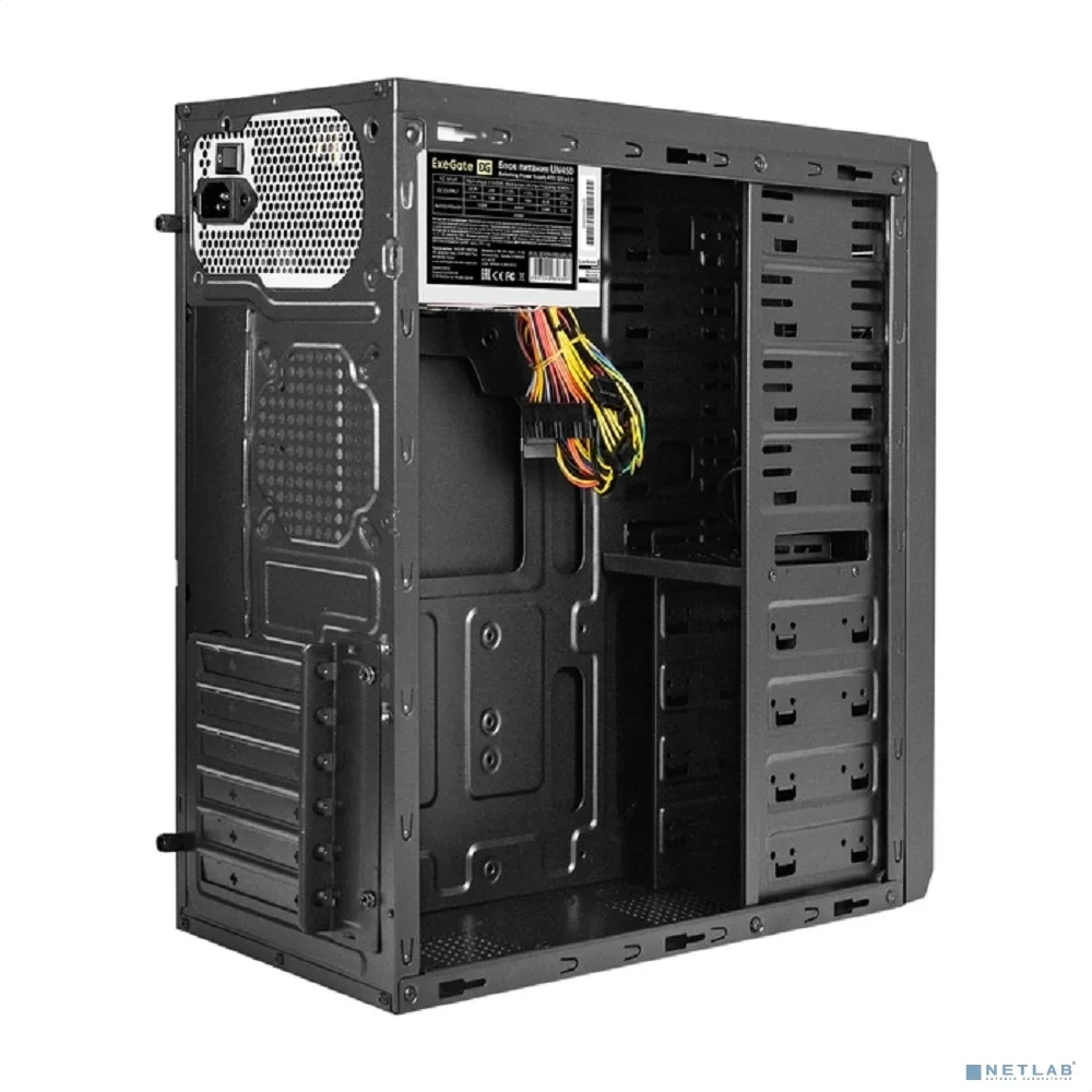 Exegate EX283224RUS Корпус Miditower ExeGate UN-605B Black, ATX, <UN450, 120mm>, 2*USB, Audio, замок блокировки кнопки питания