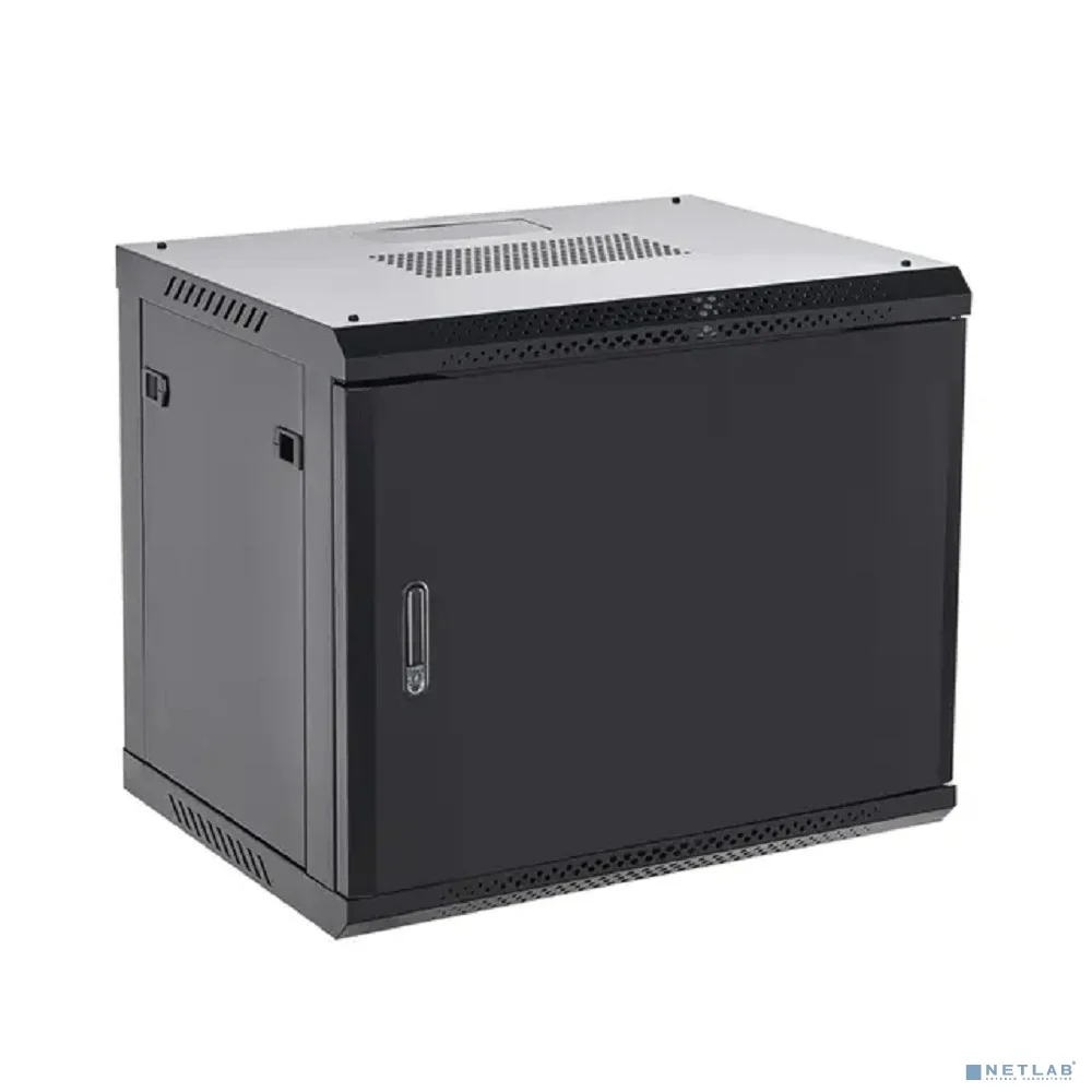 Rexant (04-1266-122) Настенный телекоммуникационный шкаф 19" 12U 600?600мм, дверь металл, с задней стенкой, разборный, черный (RAL 9005)