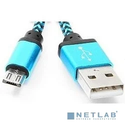 Gembird Кабель USB 2.0 Cablexpert CC-mUSB2bl1m, AM/microBM 5P, 1м, нейлоновая оплетка, алюминиевые разъемы, синий, пакет