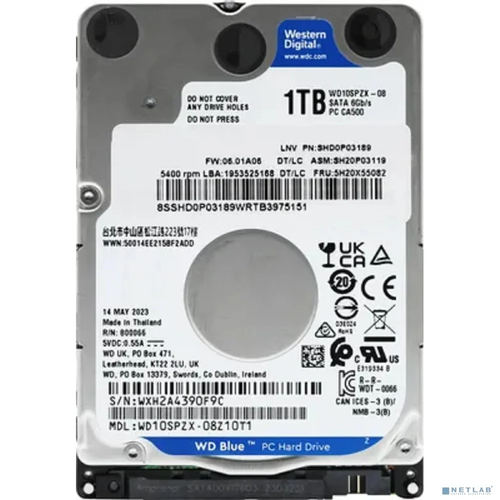 Жесткий диск Western Digital 2,5'' 1TB WD10SPZX Blue SATA3,6Gb/S, Cache 128Mb,5400rpm {50} (845319) 2