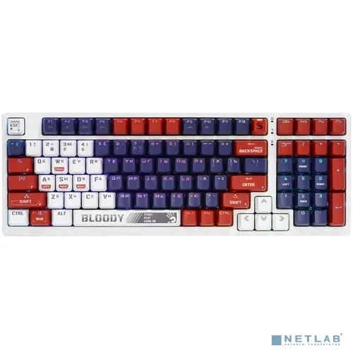 Клавиатура проводная A4Tech Bloody S98 Sports Navy BLMS Plus blue/white (механическая, USB, for gamer, LED) (S98 SPORTS NAVY BLMS RED PLUS) 2