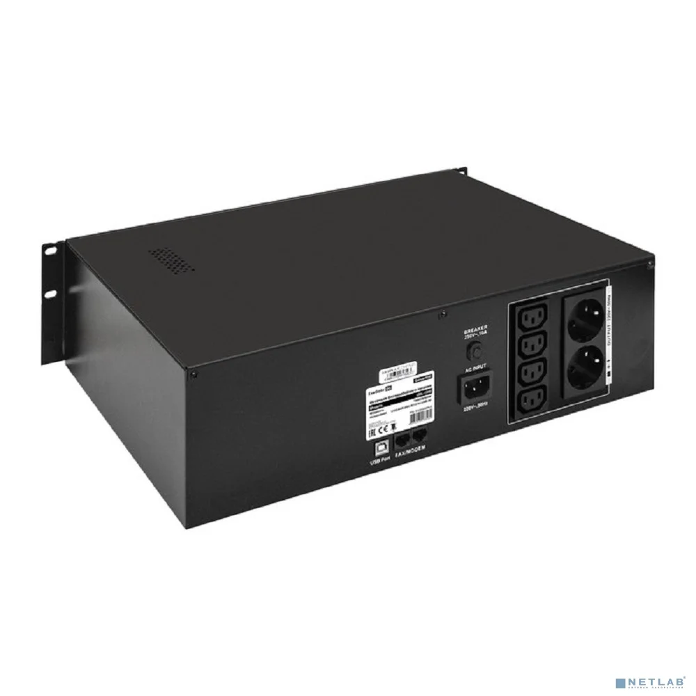 Exegate EX293056RUS ИБП ExeGate ServerRM UNL-1500.LCD.AVR.2SH.4C13.RJ.USB.3U <1500VA/900W, LCD, AVR, 2*Schuko+4*C13, RJ45/11, USB, 3U, установка в стойку, Black>