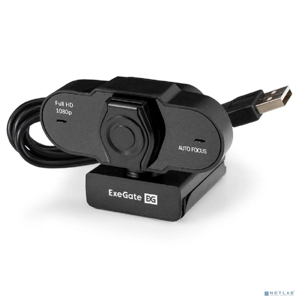Exegate EX297681RUS ExeGate BlackView C931 Full HD AF (2Мп, 1920х1080, 1080P, 30fps, автоматический фокус, защитная шторка, 4-линзовый объектив, микрофон с шумоподавлением, универсальное крепление )