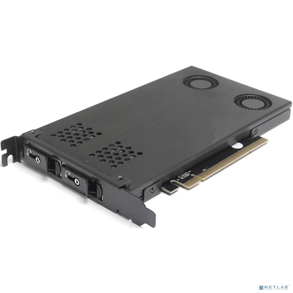 Procase P2-102-M2-BK Корзина 2*M.2 NVMe Gen4 SSD(length 2242/2260/2280 ),PCIe x4 NVMe and PCIe-AHCI M.2 SSD (черный) hotswap mobie rack module (1x expantion slot),FH