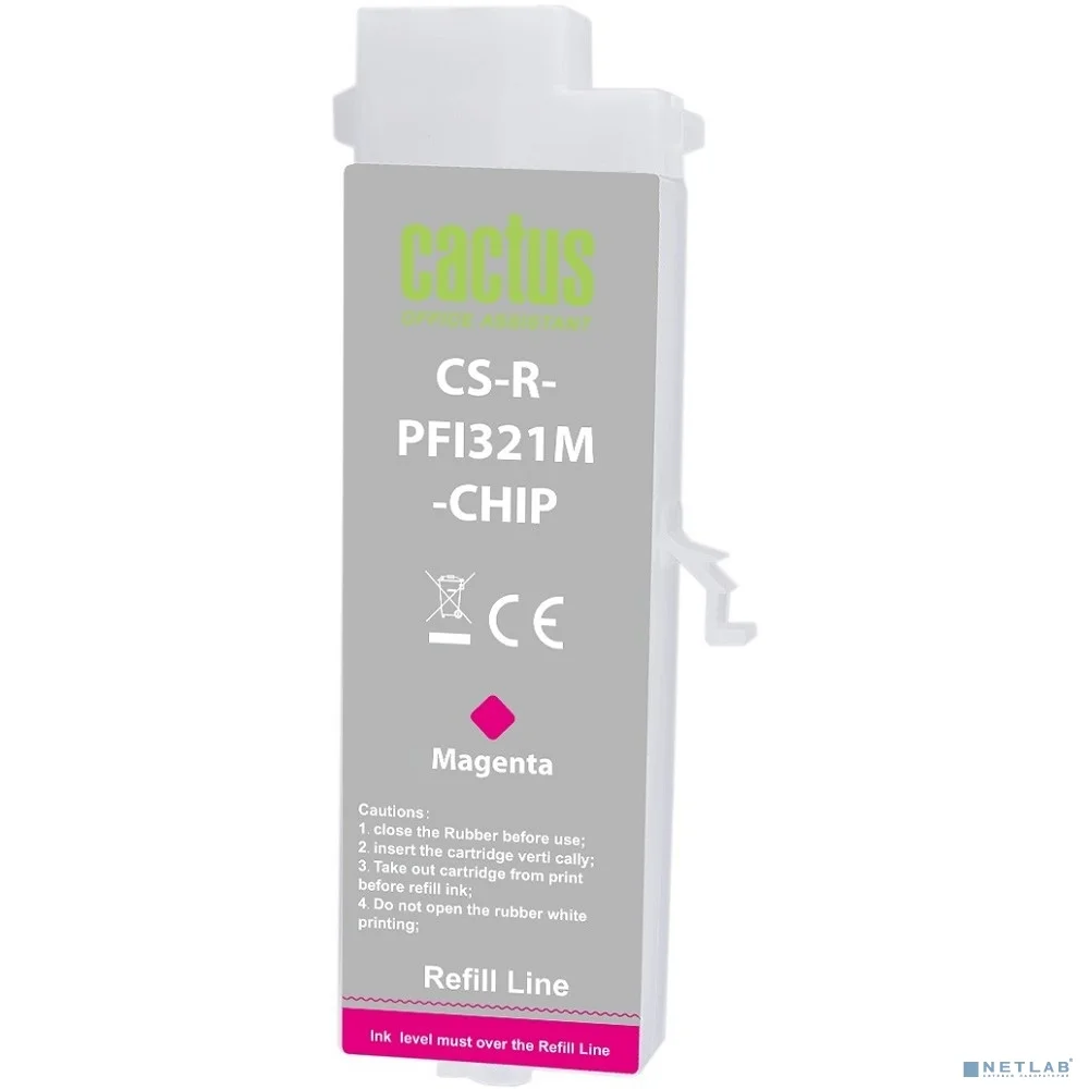 Картридж перезаправляемый струйный Cactus CS-R-PFI321M-CHIP PFI-321 пурпурный (260мл) для Canon imagePROGRAF TM-250/TM-255/TM-350/TM-355 с чипом