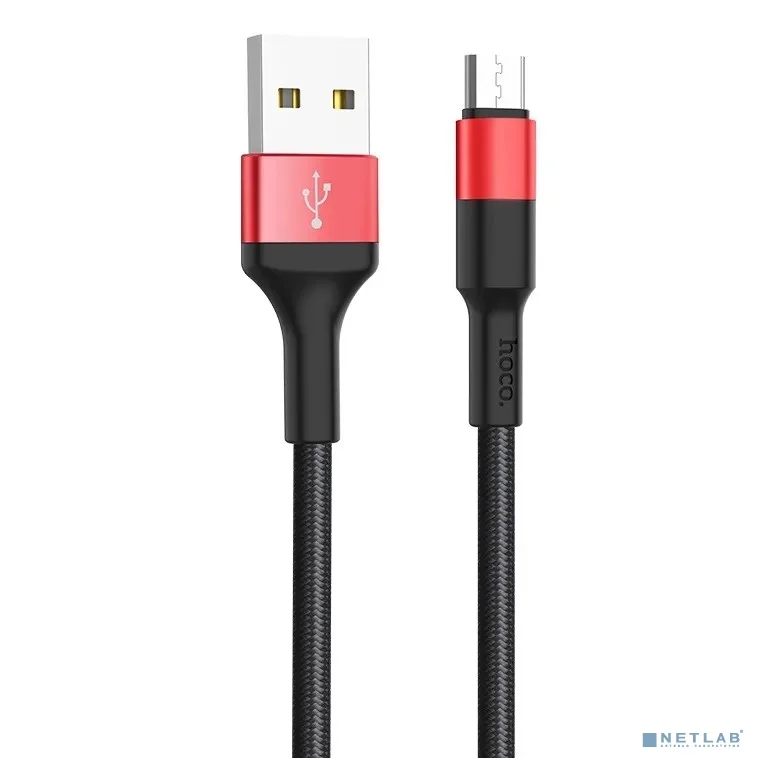 HOCO HC-80220 X26/ USB кабель Micro/ 1m/ 2A/ Нейлон/ Black&Red