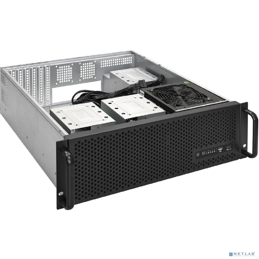 Exegate EX293909RUS Серверный корпус ExeGate Pro 3U450-09 <RM 19", высота 3U, глубина 450, БП 2U-1000ADS, USB>