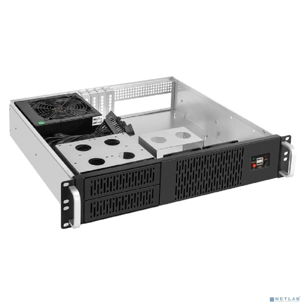 Exegate EX299977RUS Серверный корпус ExeGate Pro 2U400-02 <RM 19", высота 2U, глубина 400, БП 600PAS, USB>