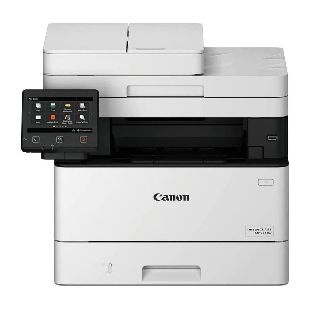 Canon i-Sensys MF453dw А4, МФУ, лазерное, черно-белое , 38стр/мин, 1200dpi, 800МГц, 1024Мб, 50АПД, 250+100, WiFi/AirPrint/USB/Ethernet , 3100стр/картридж, (5161C007)
