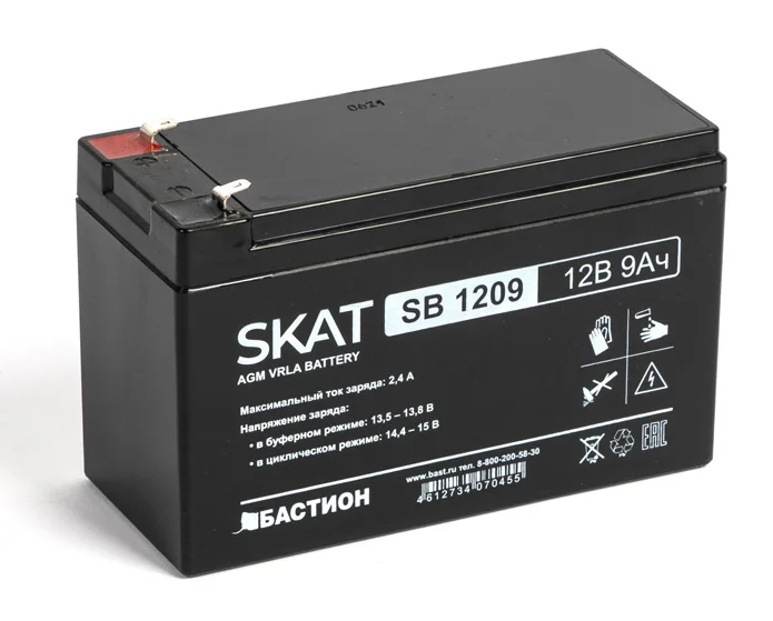 (2540) Бастион SKAT SB 1209 АКБ СК 12В/9Ач/F1/Срок службы 6 лет/1,5 л.г