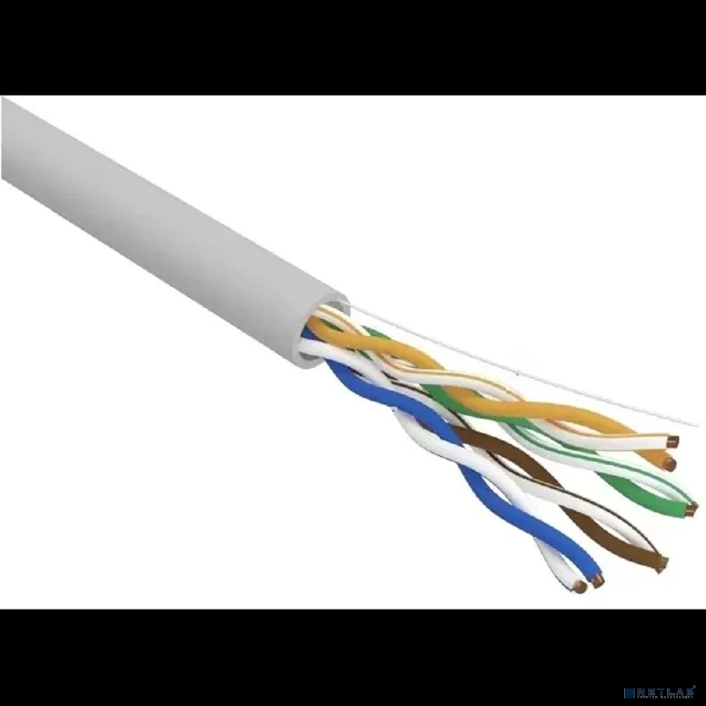 Rexant (02-0004) Кабель витая пара, U/UTP, CAT 5e, ZH нг(А)-HF, 4х2х0,52мм, 24AWG, INDOOR, SOLID, серый, 305м PRO