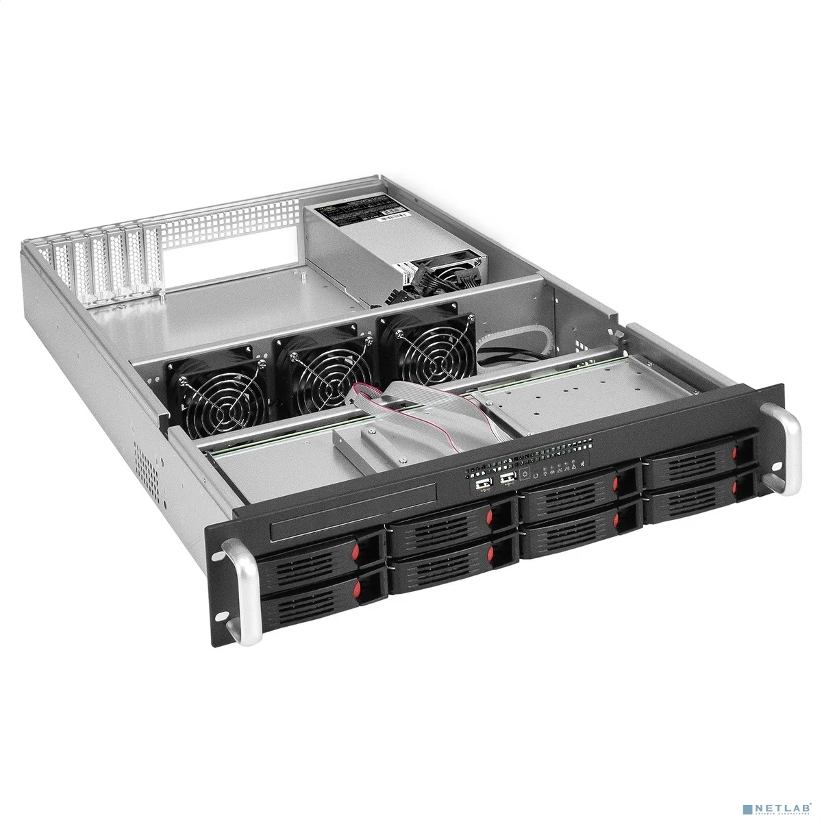 Exegate EX295866RUS Серверный корпус ExeGate Pro 2U660-HS08 <RM 19", высота 2U, глубина 660, БП 2U-1000ADS, 8xHotSwap, USB>