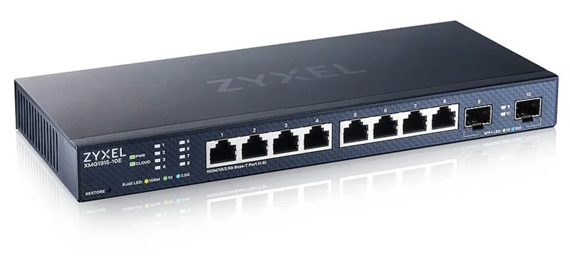 коммутатор Мультигигабитный Smart L3 Lite коммутатор Zyxel NebulaFlex XMG1915-10E, 8xRJ-45: 1/2.5G, 2xSFP+, бесшумный (без вентилятора)