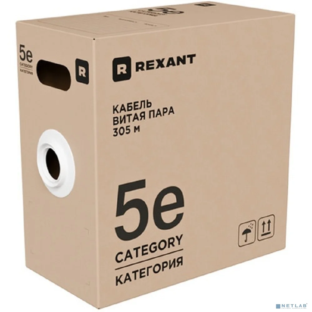 Rexant (01-0049-R) Кабель витая пара U/UTP, CAT 5e, ZH нг(А)-HF, 4PR, 24AWG, INDOOR, SOLID, оранжевый, 305м, РФ