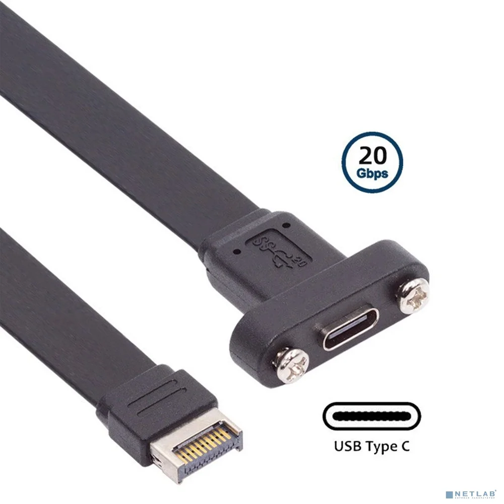 ORIENT C182E-20 Планка портов в корпус 1xUSB Type-C, USB3.2 Gen2x2, кабель Type-E 20Gbps, длина 50см, oem (33417)