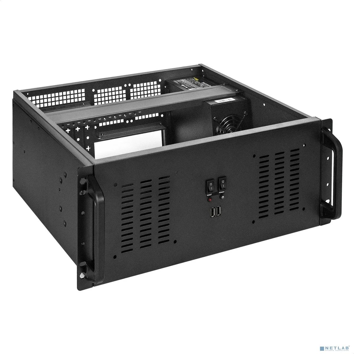 Exegate EX295893RUS Серверный корпус ExeGate Pro 4U350-02 <RM 19", высота 4U, глубина 350, БП 800RADS, 2*USB>