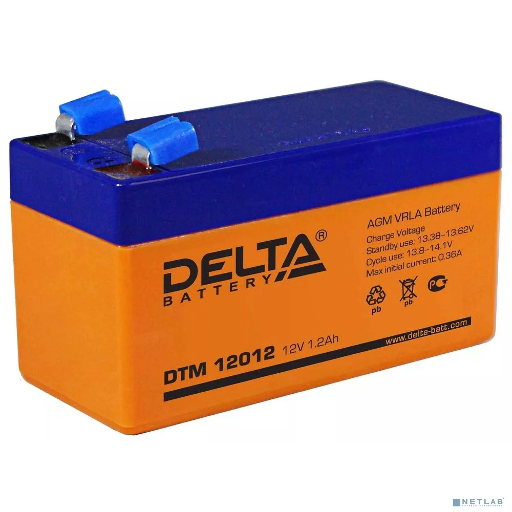 Delta DTM 12012 (1.2 А\ч, 12В) свинцово- кислотный аккумулятор