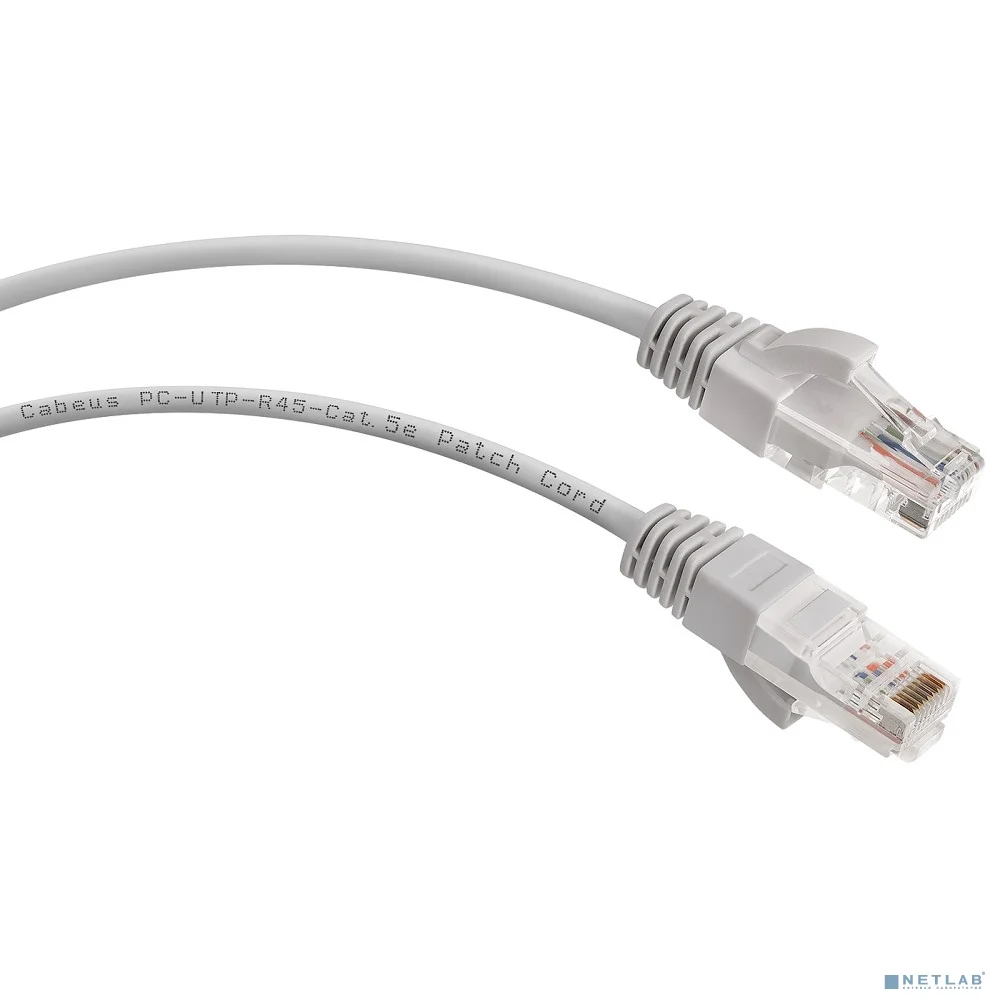 Cabeus PC-UTP-RJ45-Cat.5e-5m-WH Патч-корд U/UTP, категория 5е, 2xRJ45/8p8c, неэкранированный, белый, PVC, 5м
