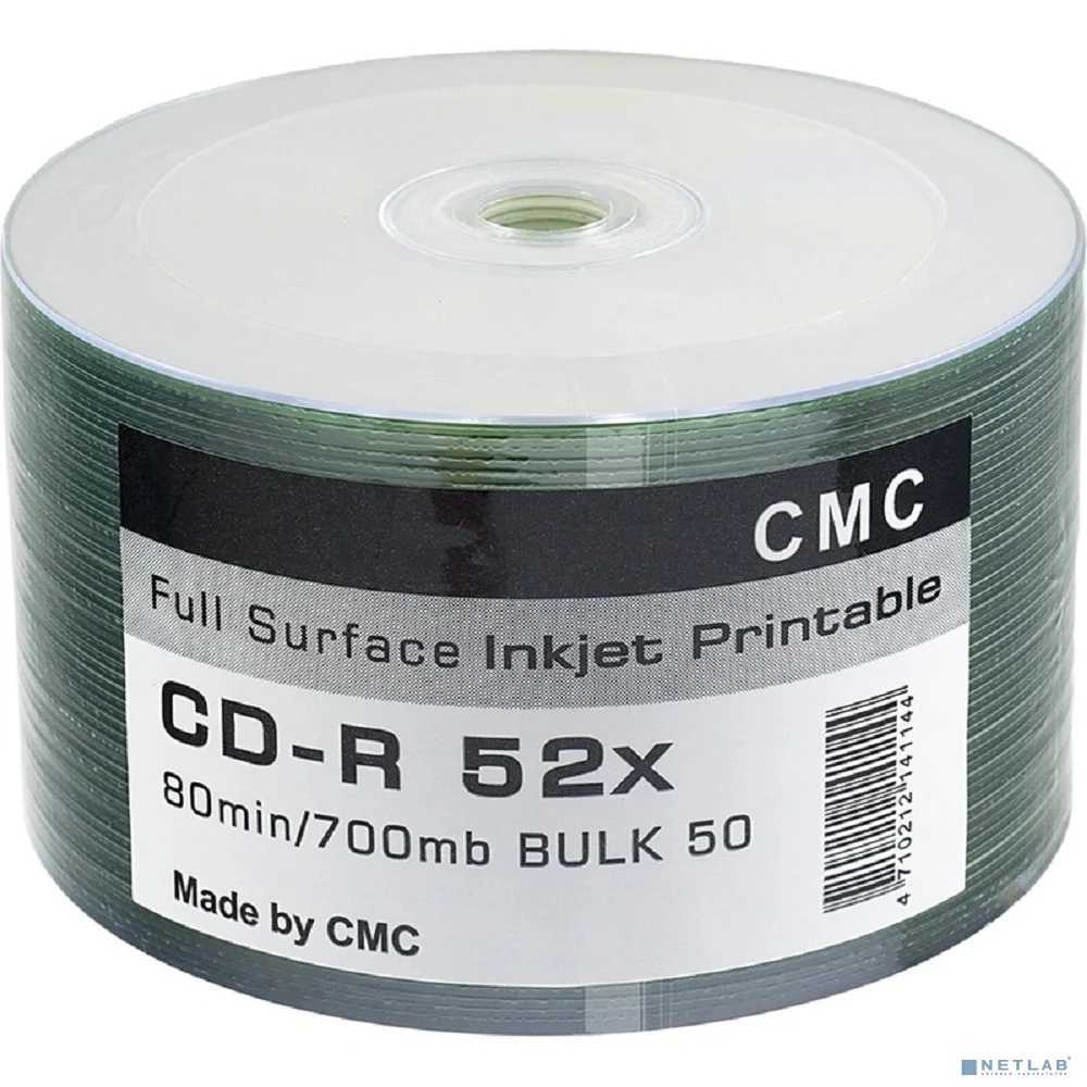 Диски CMC CD-R 80 52x Bulk/50 Full Ink Print (141144)